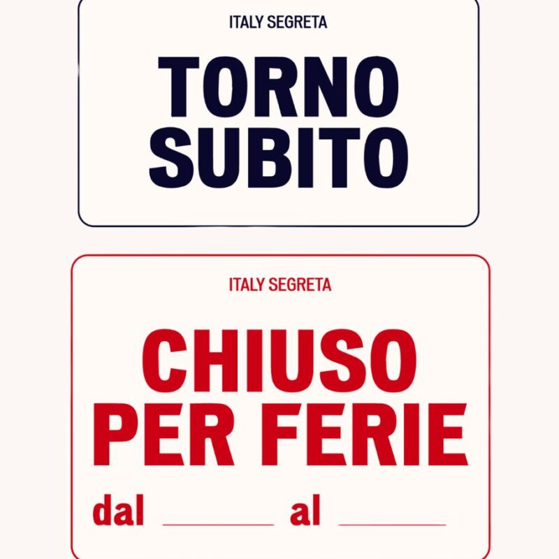 Italy Segreta Chiuso per ferie, torno subito stickers